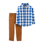 Carter's Boys 2-pc Long Sleeve Shirt & Pant set, Blue Plaid