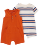 Carter's Boys 2-pc Romper set, Orange / Navy