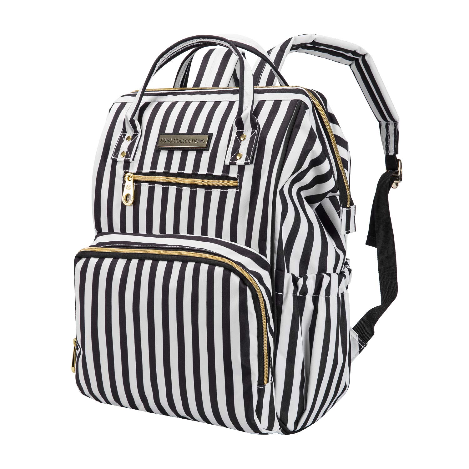 SoHo Collections Backpack Diaper Bag, Black & White Stripe