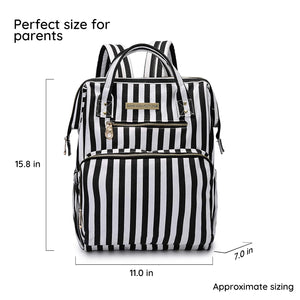 SoHo Collections Backpack Diaper Bag, Black & White Stripe