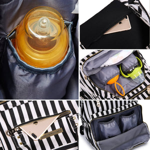 SoHo Collections Backpack Diaper Bag, Black & White Stripe