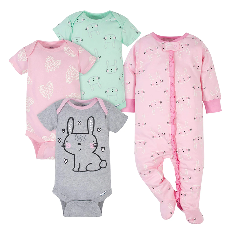Gerber Girls 4-pc Essentials set, Bunny / Love (0-3M only)