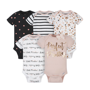Gerber Girls 5-pk Onesies set, Princess / Floral / Rose Gold (24M only)