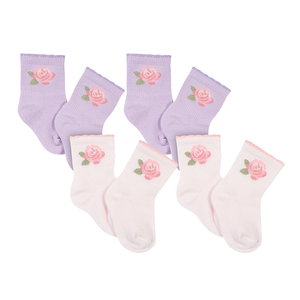 Gerber Girls 4-pk Wiggle-Proof Socks set, Pink & Lilac Roses