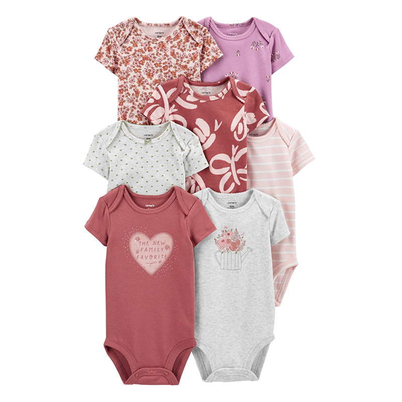 Carter's Girls 7-pk Bodysuit set, Family Favorite / Rust / Floral