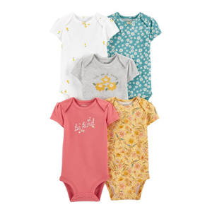 Carter's Girls 5-pk Bodysuit set, Floral / Be Kind