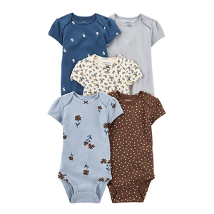 Carter's Girls 5-pk Bodysuit set, Floral / Chocolate / Blue