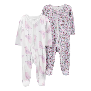 Carter's Girls 2-pk Sleep & Play set, Birdies /  Purple Floral (3M only)