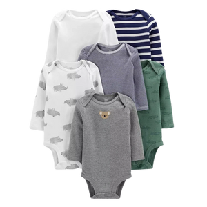 Carter's Boys 6-pk Long-Sleeve Bodysuit set, Animals/ Stripes