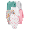 Carter's Girls 6-pk Long-Sleeve Bodysuit set, Floral/ Hedgehog