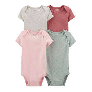 Carter's Girls 4-pk Bodysuit set, Solid/ Multicolor