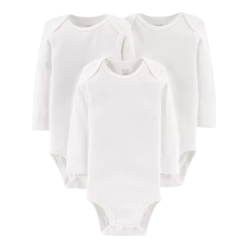 Carter's Unisex 3-pk Long-Sleeve Bodysuit set, Plain White