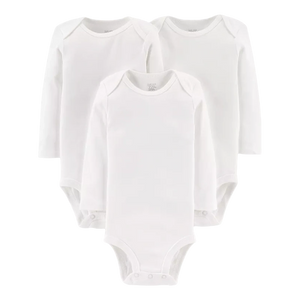Carter's Unisex 3-pk Long-Sleeve Bodysuit set, Plain White