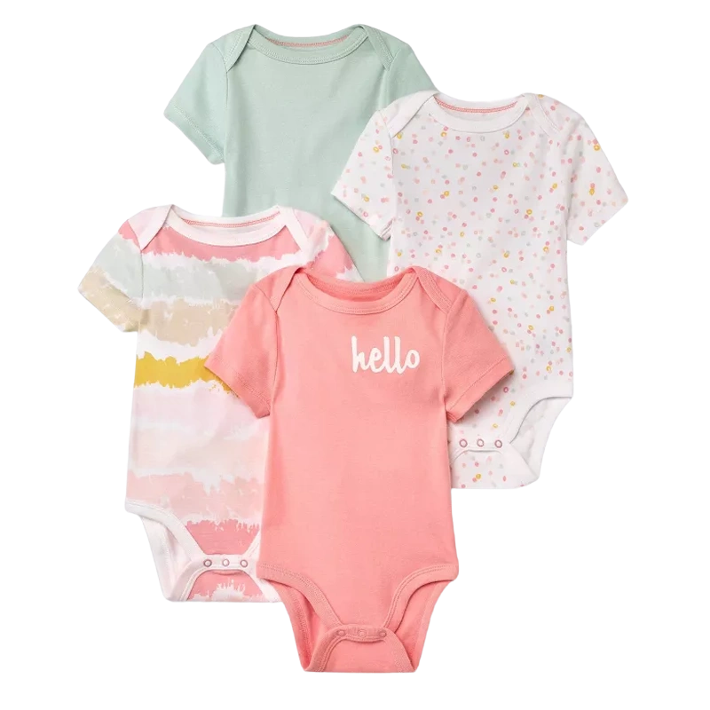 Cloud Island Girls 4-pk Bodysuit set, Hello / Tie Dye