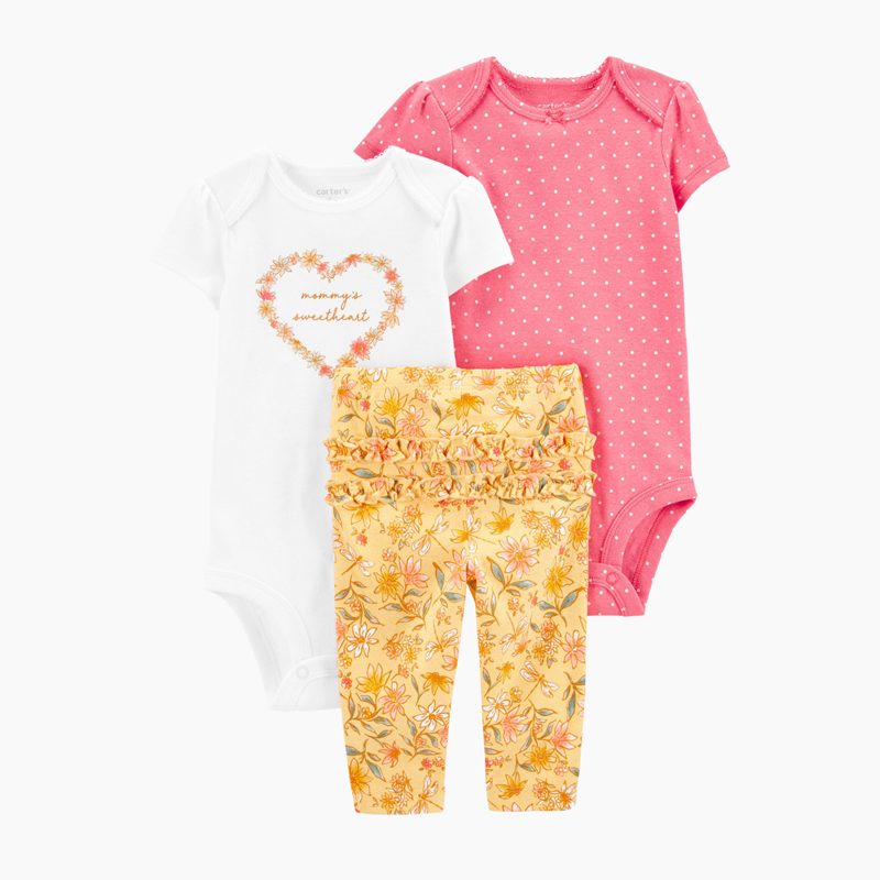 Carter's Girls 3-pc Bodysuit & Pant Set, Floral/ Mummy's Sweetheart