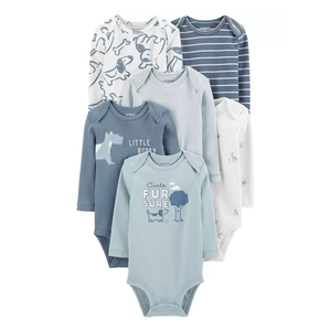 Carter's Boys 6-pk Long-Sleeve Bodysuit set, Cute Fur Sure/ Doggies (NB size only)