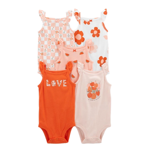 Carter's Girls 5-pk Flutter Sleeve Bodysuit set, Love / Floral