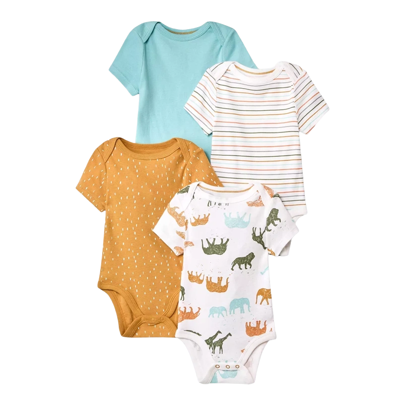 Cloud Island Boys 4-pk Bodysuit set, Safari (6-9M only)