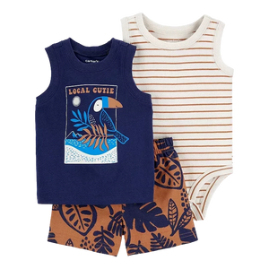 Carter's Boys 3-pc Bodysuit & Shorts set, Toucan/ Local Cutie