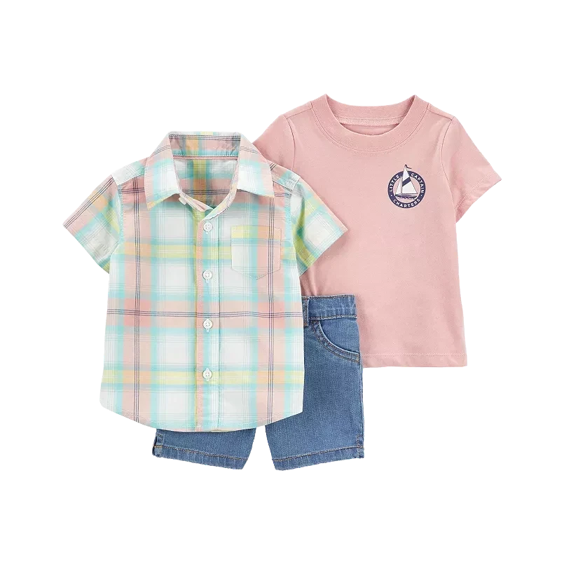 Carter's Boys 3-pc Button Up Shirt, Tee & Shorts set, Nautical