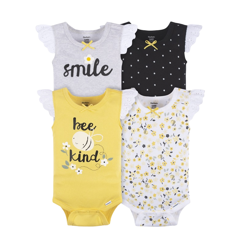 Gerber Girls 4-pk Sleeveless Onesies set, Smile / Bee Kind