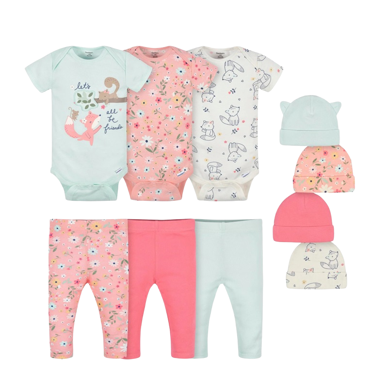 Gerber Girls 10-pc Gift Bundle, Foxy Friends