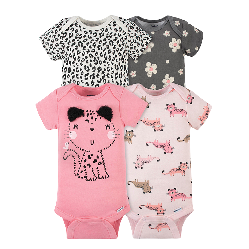 Gerber Girls 4-pk Onesies set, Leopard