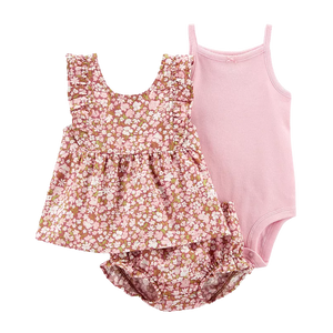 Carter's Girls 3-pc Sleeveless Bodysuit, Swing Top & Short Pant Set, Pink / Ditsy Floral