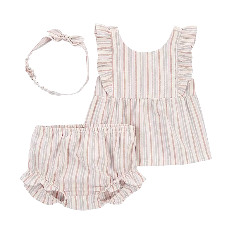 Carter's Girls  3-pc Casual Set, Beige / Stripes