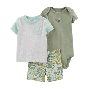 Carter's Boys 3-pc Tee, Bodysuit & Short Pant set, Jungle/ Toucan