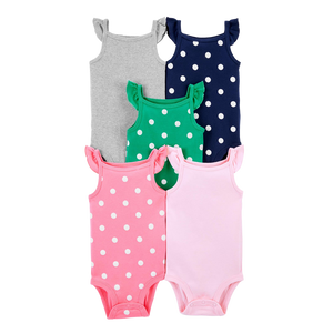 Carter's Girls 5-pk Flutter Sleeve Bodysuit set, Multicolor / Polka Dots (NB size only)