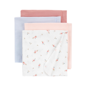 Carter's Girls 4-pk Receiving Blankets set, Solid / Floral