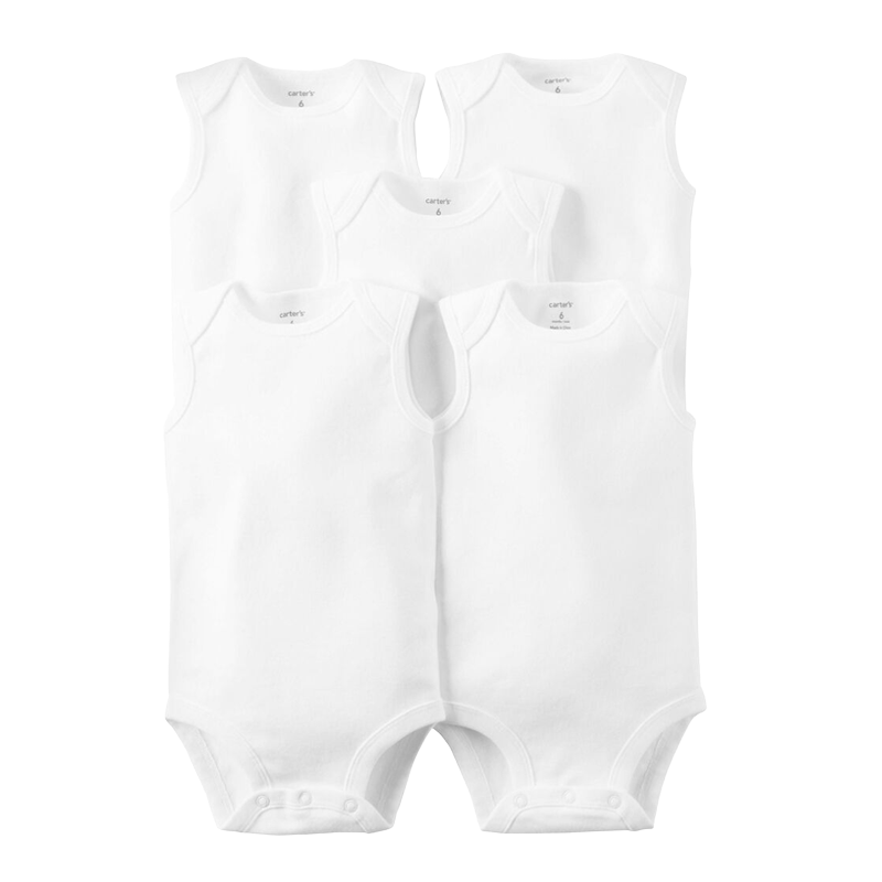 Carter's Unisex 5-pk Sleeveless Bodysuits set, Plain White