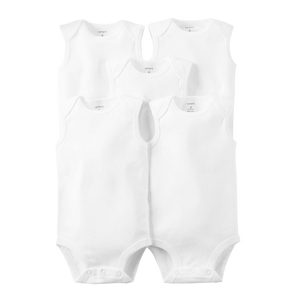 Carter's Unisex 5-pk Sleeveless Bodysuits set, Plain White