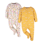 Gerber Girls 2-pk Sleep & Play set, Mustard Yellow / Floral