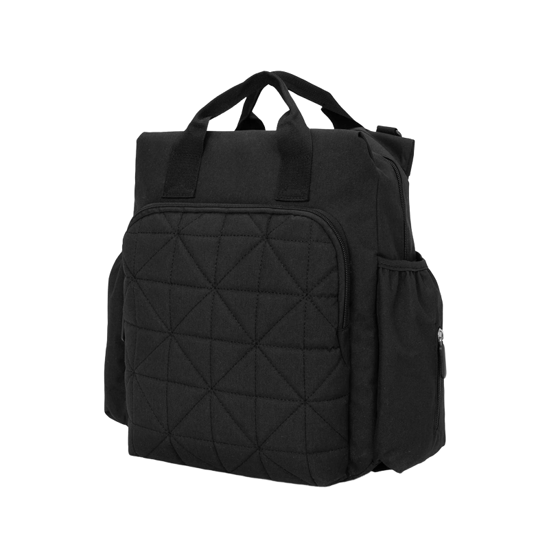 Quilted Detail Backpack Diaper Bag, Black