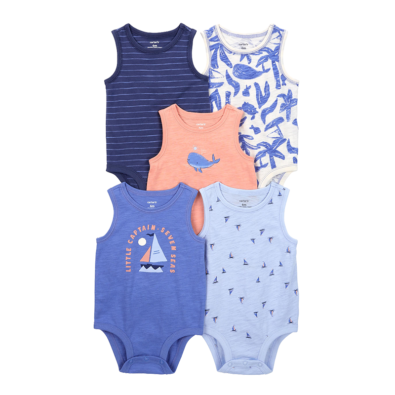 Carter's Boys 5-pk Sleeveless Bodysuit set, Little Captain