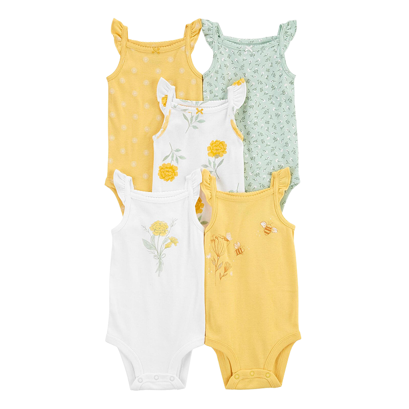 Carter's Girls 5-pk Flutter Sleeve Bodysuit set, Garden (6M only)