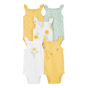 Carter's Girls 5-pk Flutter Sleeve Bodysuit set, Garden (6M only)