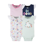 Gerber Girls 4-pk Flutter Sleeve Bodysuit set, Unicorn / Floral