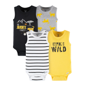 Gerber Boys 4-pk Sleeveless Bodysuit set, Wild at Heart