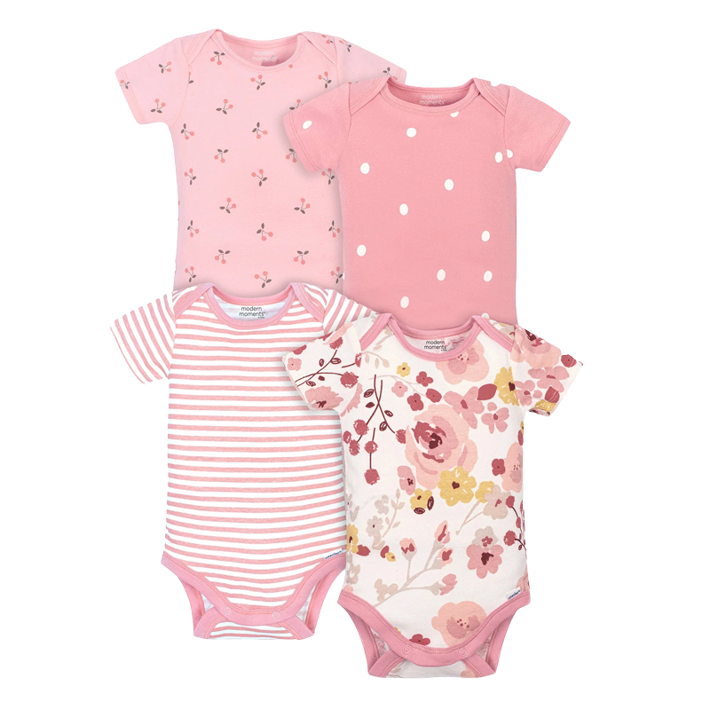 Gerber Girls 4-pk Onesies set, Pink / Floral