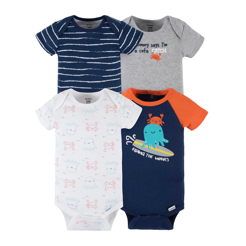 Gerber Boys 4-pk Onesies set, Sea Friends