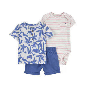 Carter's Boys 3-pc Henley Button Up Tee, Bodysuit & Shorts set, Nautical