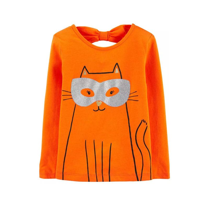 Carter's Girls T-shirt, Orange/Cat