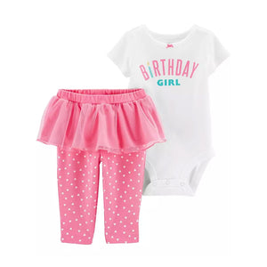 Carter's Girls 2-pc Novelty Birthday set, Pink/ White