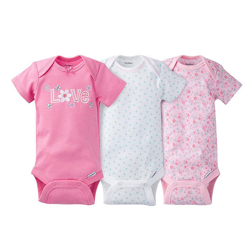 Gerber Girls 3-pk Onesies set, Love/Floral (3-9M only)