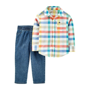 Carter's Boys 2-pc Shirt & Pant Set, Multicolor Plaid