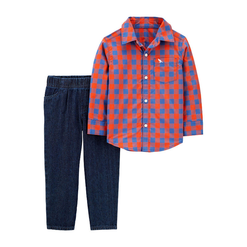 Carter's Boys 2-pc Bodysuit, Shirt & Pant Set, Red/Blue Plaid (12M only)