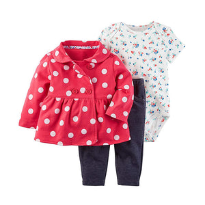 Carter's Girls 3-pc Dressy Cardigan, Bodysuit & Jeans set, Polka Dot/ Floral